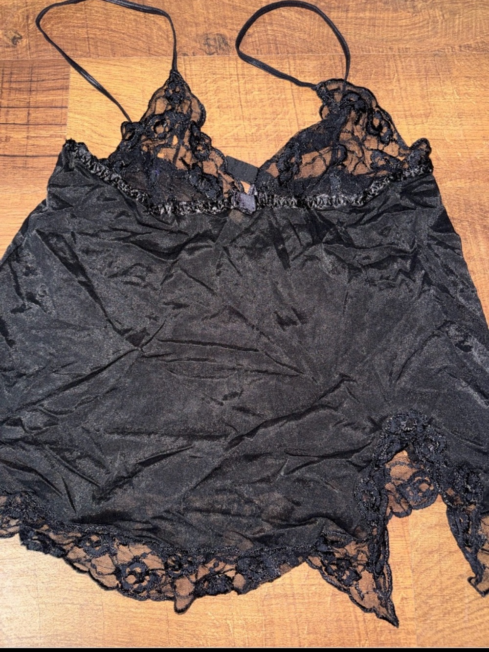 Frederick's of Hollywood Black Sheer Lace Slip Chemise